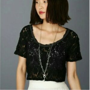 Free People Black Lace Crop Top